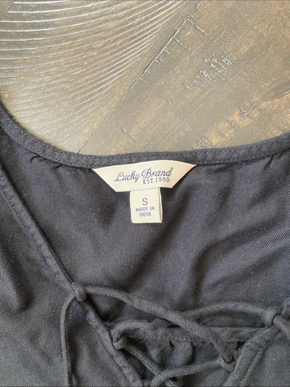 Lucky Brand Black Lace-Up Short Sleeve Dress - Picture 2 of 3